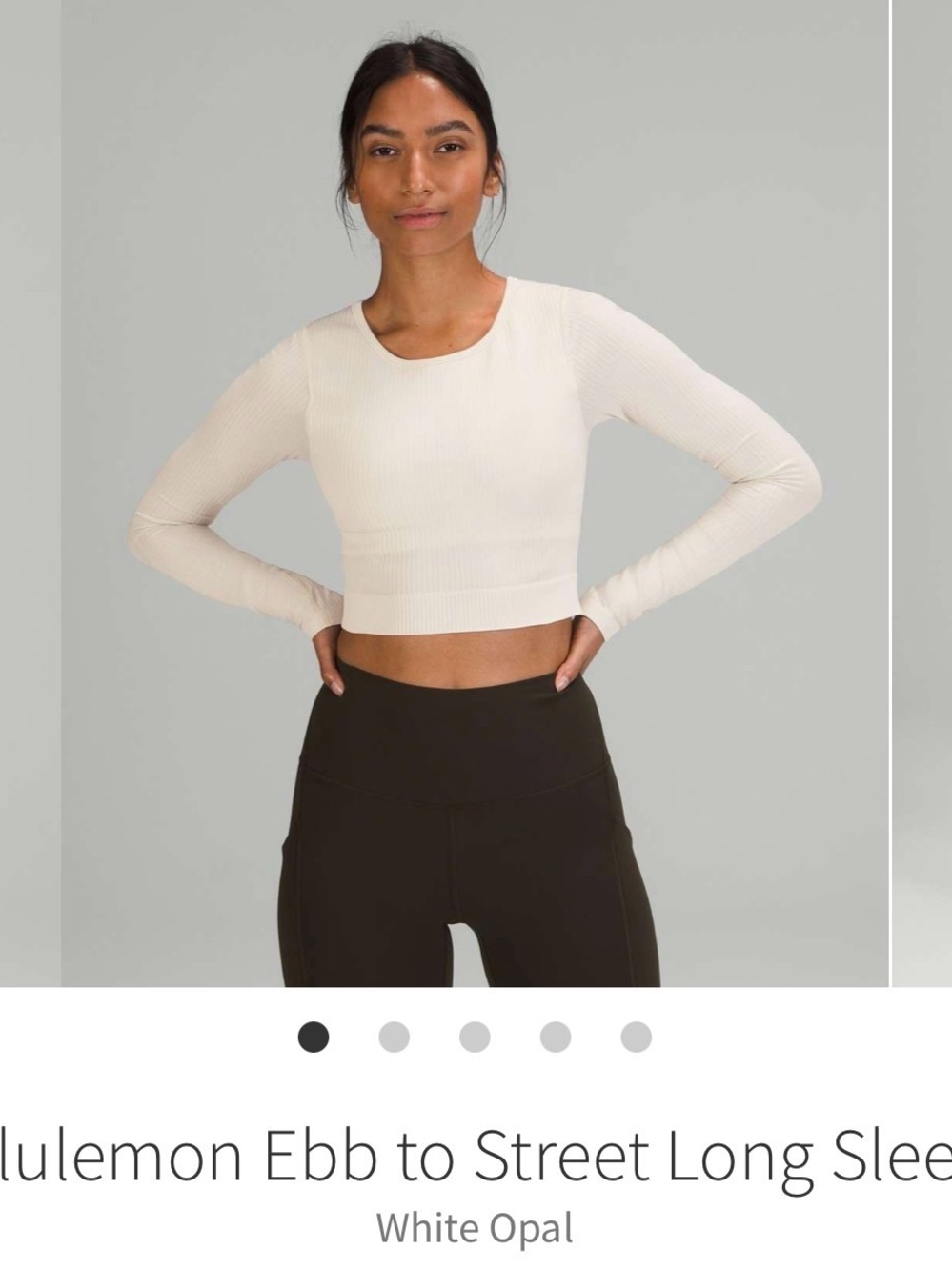 Lululemon Ebb to Street Long / White Ribbed Long-Sleeve Crop Top - Picture 5 of 5